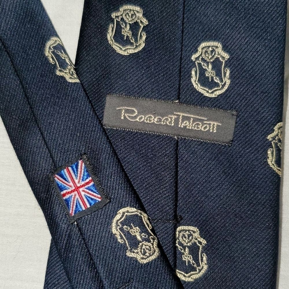 Robert Talbott hand sewn dark blue and gold logo tie - Picture 3 of 9